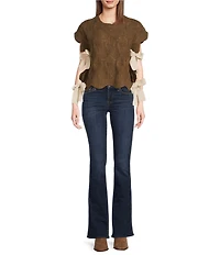 J.Marie Hayes Scoop Neck Short Sleeve Tie Side Knit Top