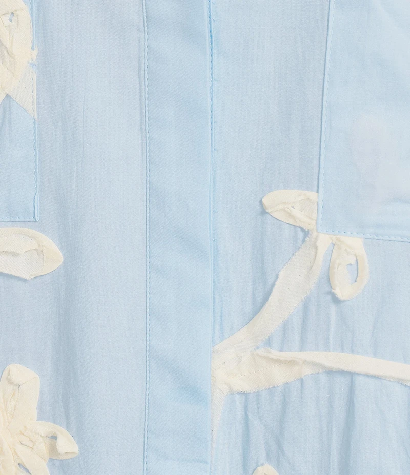 J.Marie Jill Embroidered Collared Button Up Puff Sleeve Dress