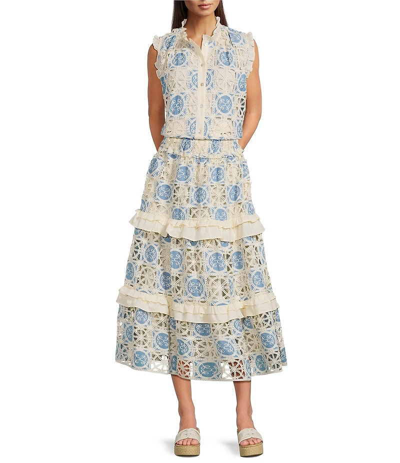 J.Marie Reece Coordinating Tiered Lace Midi Skirt