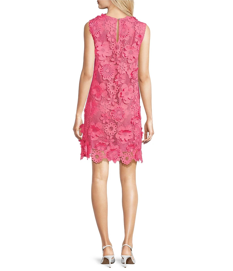 J.Marie Saylor 3D Lace Round Neck Sleeveless Shift Dress
