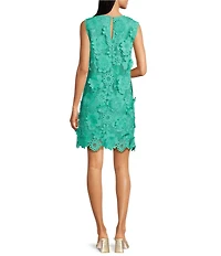 J.Marie Saylor 3D Lace Round Neck Sleeveless Shift Dress