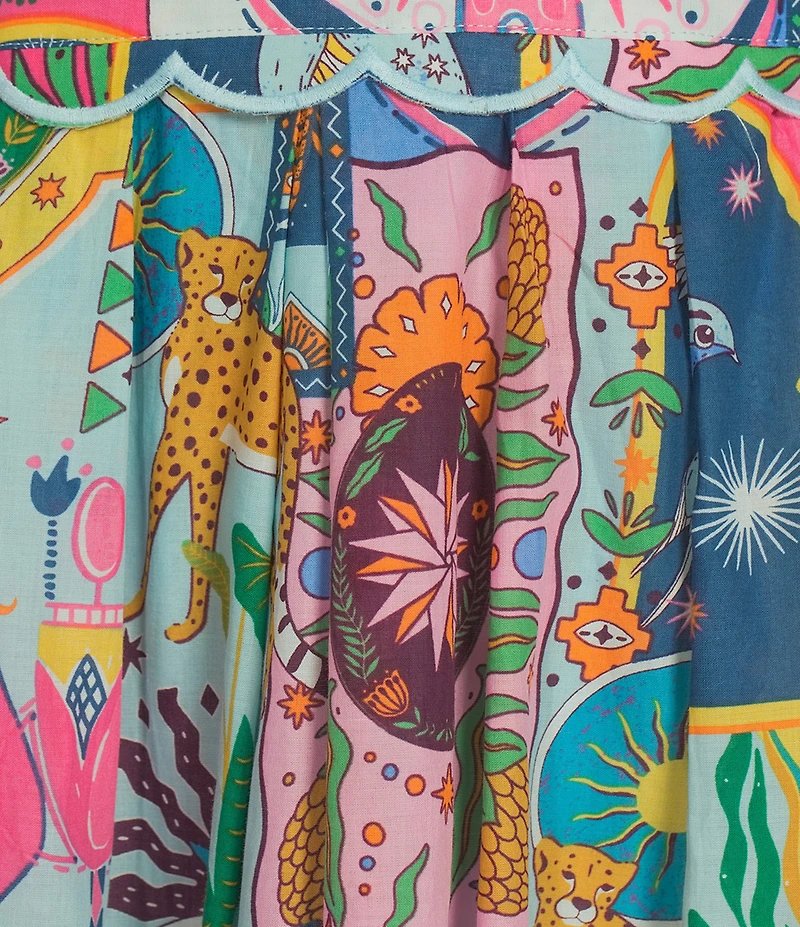 J.Marie Sloane Abstract Print V-Neck Short Sleeve Bow Midi A-Line Dress