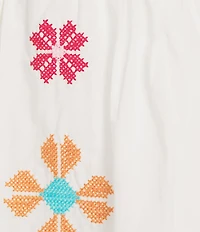 J.Marie Tessie V-Neck Short Sleeve Floral Embroidered Peplum Scalloped Trim Coordinating Top