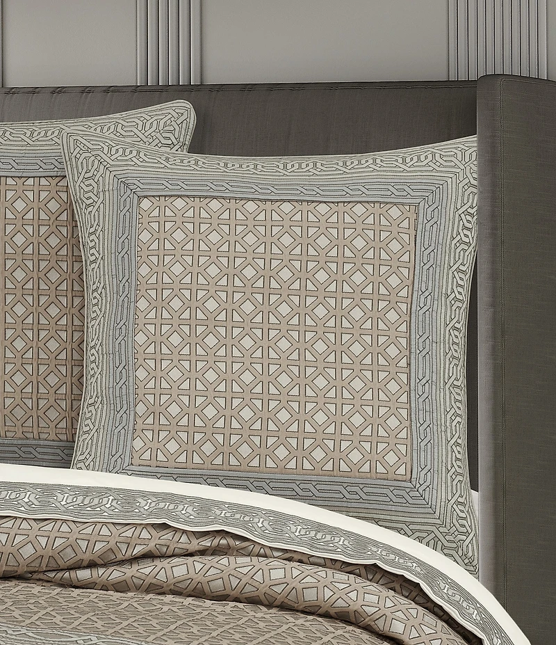 J. Queen New York Alaro Border Framed Geometric Euro Sham