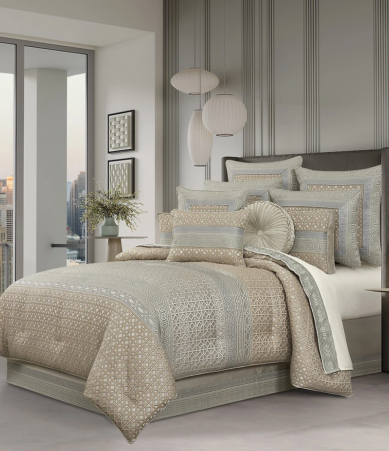 J. Queen New York Alaro Border Framed Geometric Euro Sham