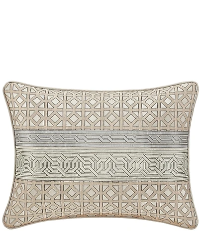 J. Queen New York Alaro Woven Geometric Pattern Decorative Reversible Boudoir Pillow