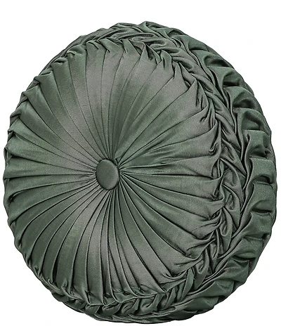 J. Queen New York Alina Button-Tufted Pleated Detail Woven Round Pillow