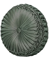 J. Queen New York Alina Button-Tufted Pleated Detail Woven Round Pillow