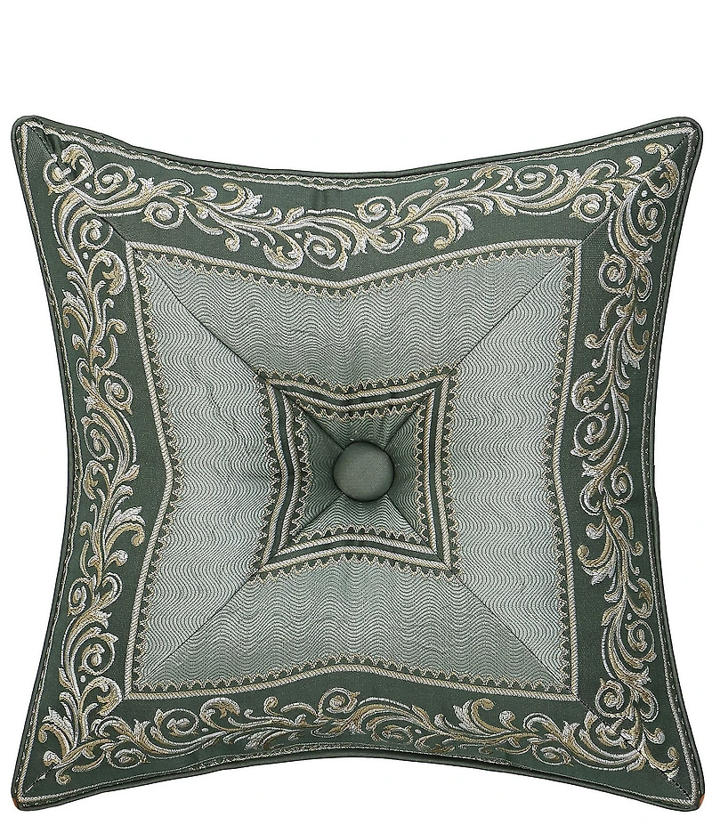 J. Queen New York Alina Mitered Button Tufted Square Luxury Accent Pillow