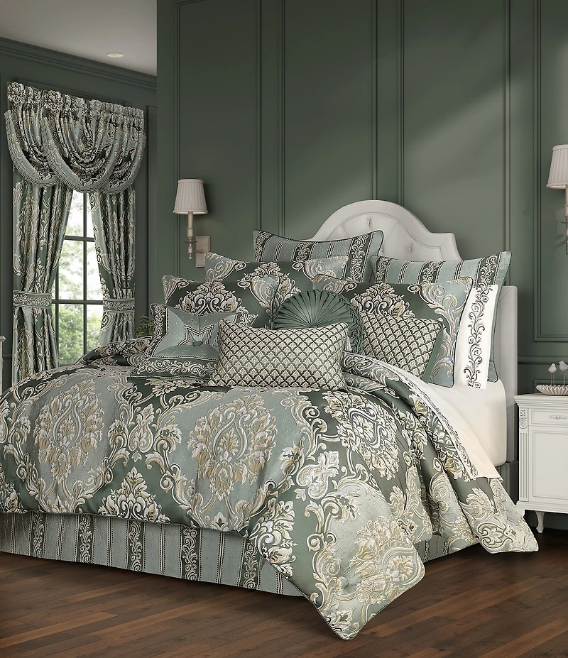 J. Queen New York Alina Mitered Button Tufted Square Luxury Accent Pillow
