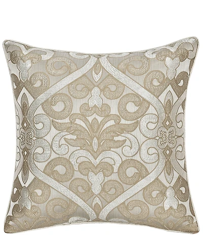 J. Queen New York Amaretto Woven Jacquard Medallion Reversible 20#double; Square Decorative Pillow