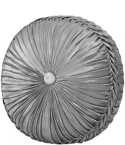 J. Queen New York Annabelle Button-Tufted Pleated Detail Velvet Round Pillow