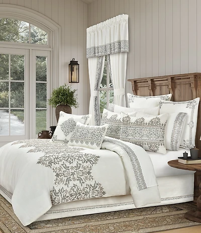 J. Queen New York Arbour Grove Medallion-Shaped Leaf Embroidered Comforter Set Bedding Collection