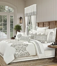 J. Queen New York Arbour Grove Medallion-Shaped Leaf Embroidered Comforter Set Bedding Collection