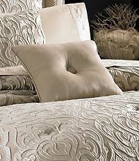 J. Queen New York Astoria Button-Tufted Satin Square Pillow