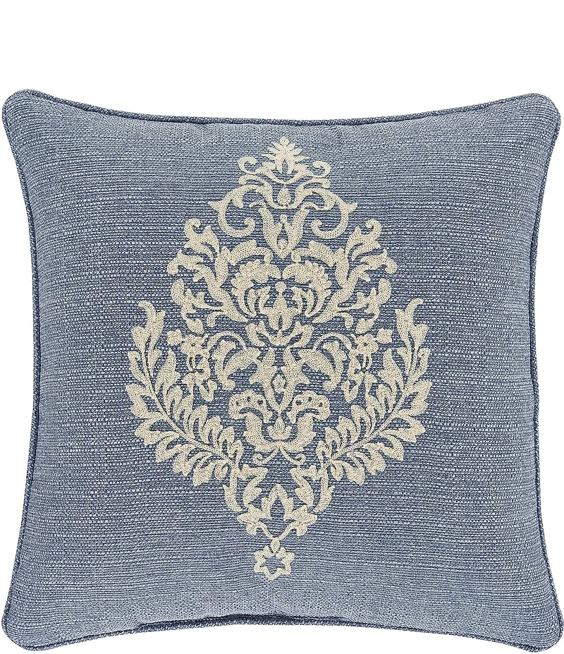 J. Queen New York Aurora Square Damask Embroidered Pillow