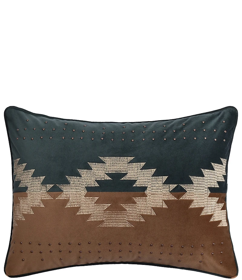 J. Queen New York Baja Southwestern Embroidered with Nailhead Pattern Boudoir Pillow