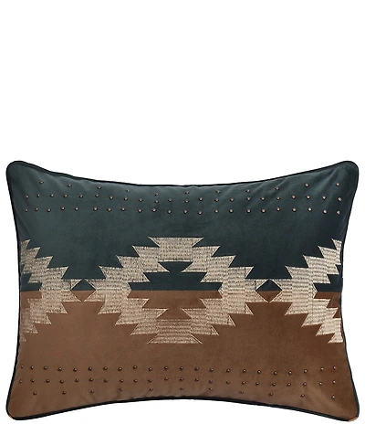 J. Queen New York Baja Southwestern Embroidered with Nailhead Pattern Boudoir Pillow