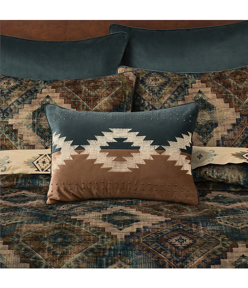 J. Queen New York Baja Southwestern Embroidered with Nailhead Pattern Boudoir Pillow