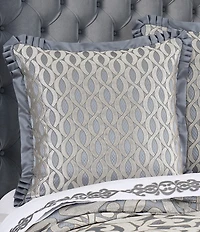 J. Queen New York Barocco Geometric Pleated Corner Edge Reversible Euro Sham