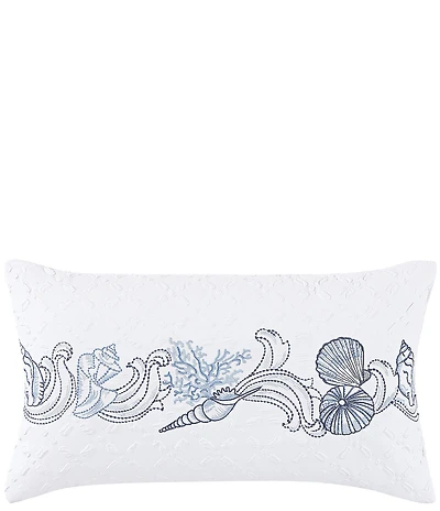 J. Queen New York Bayside Embroidered Seashell Boudoir Throw Pillow