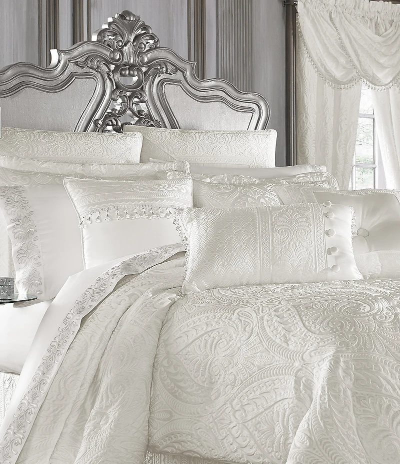 J. Queen New York Bianco Damask Square Pillow