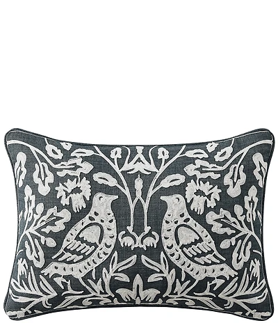 J. Queen New York Blossom View Embroidered Chinoiserie Birds Boudoir Throw Pillow