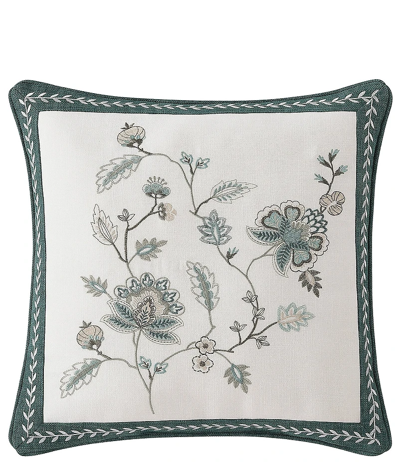 J. Queen New York Blossom View Floral Embroidery Reversible Square Pillow
