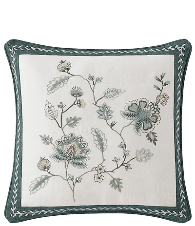 J. Queen New York Blossom View Floral Embroidery Reversible Square Pillow