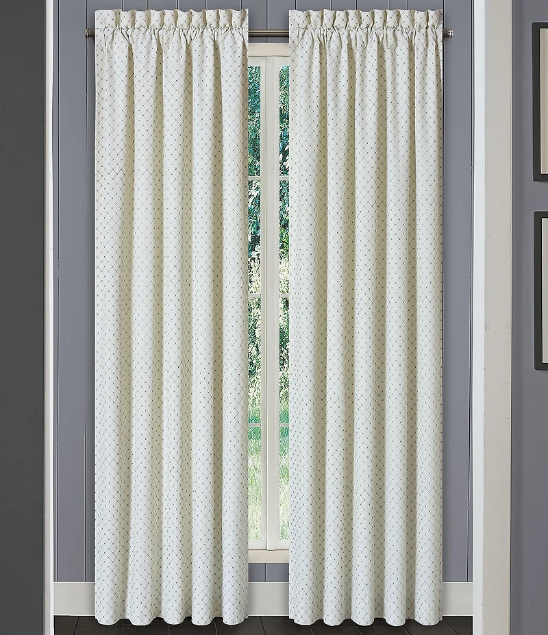 J. Queen New York Garden Textured Blue Diamond Embroidered Window Treatment