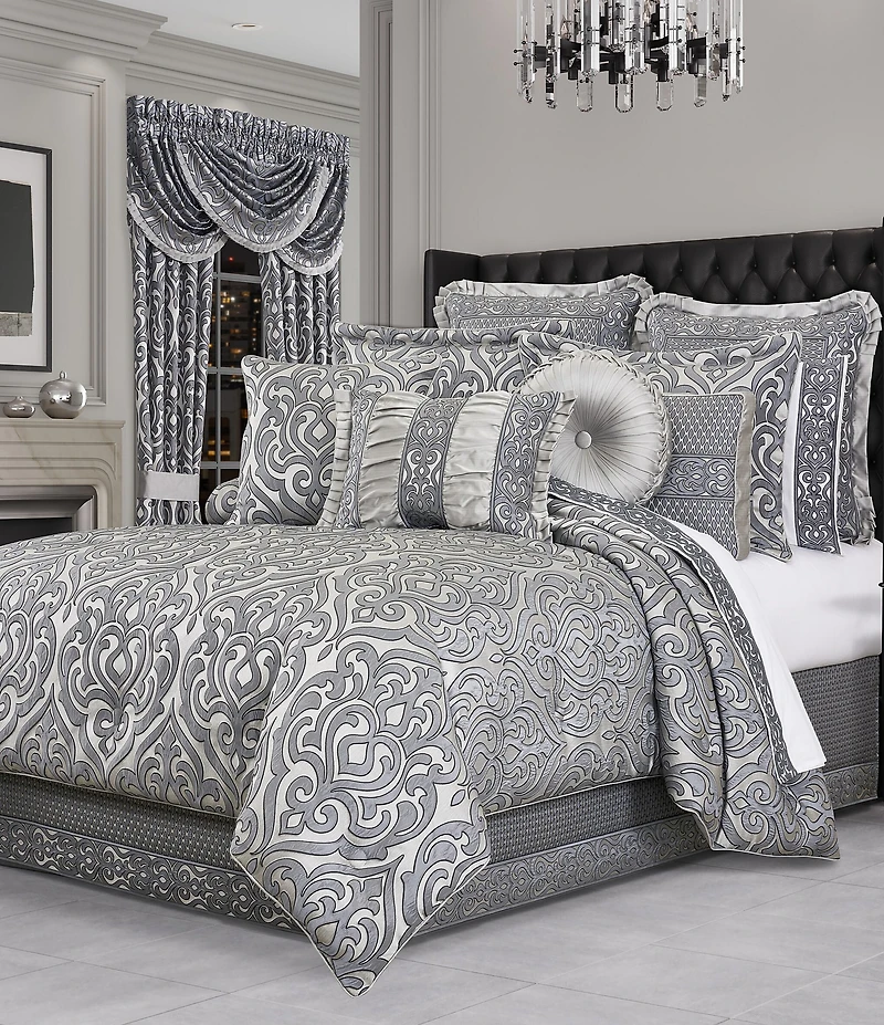 J. Queen New York Bolero Button-Tufted Braided Detail Satin Tufted Round Pillow