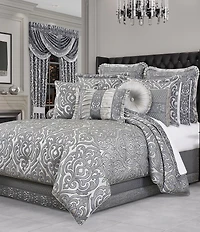 J. Queen New York Bolero Button-Tufted Braided Detail Satin Tufted Round Pillow