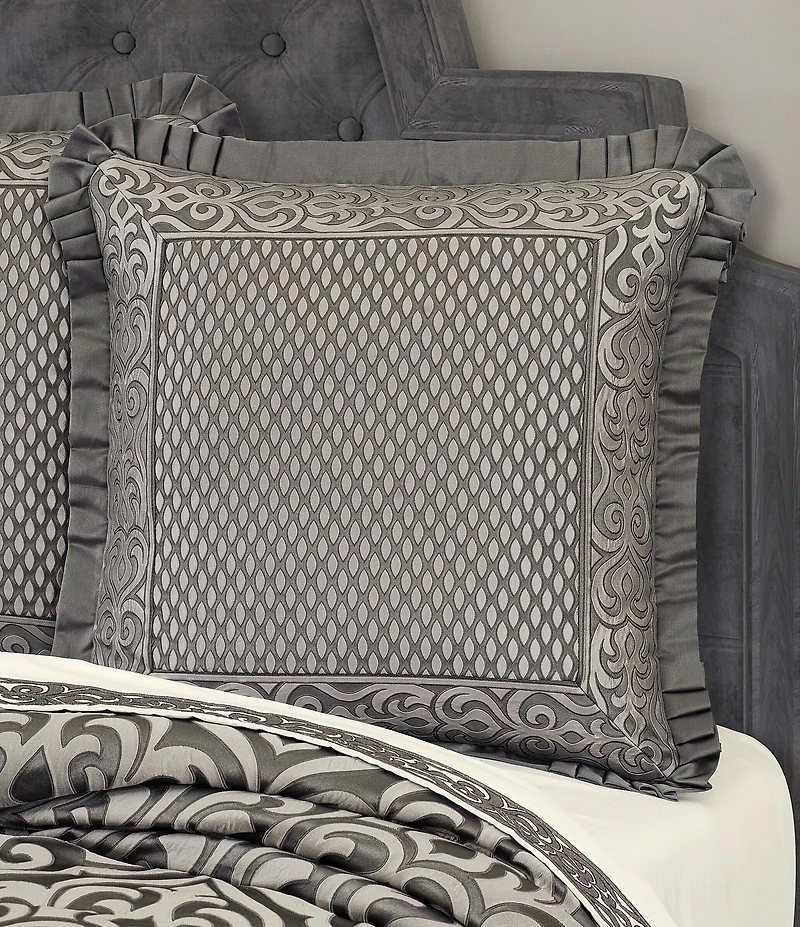 J. Queen New York Bolero Pleated Flange Framed Reversible Euro Sham
