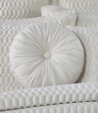 J. Queen New York Brilliance Button-Tufted Pleated Detail Satin Round Pillow