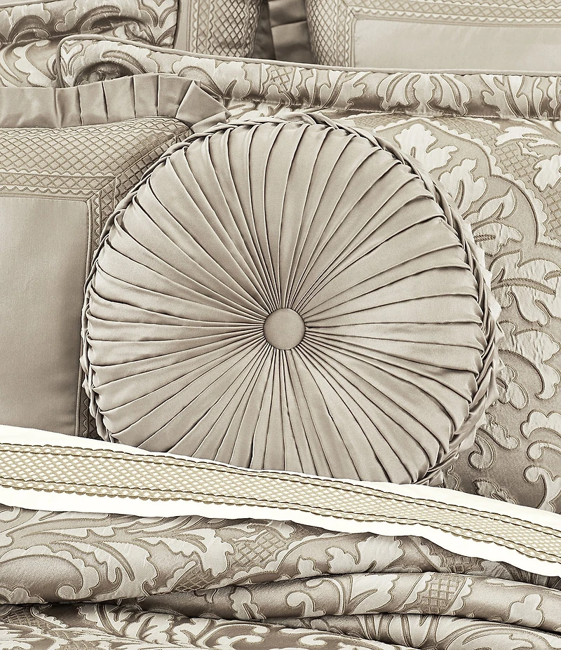 J. Queen New York Brunello Button-Tufted Woven Round Pillow