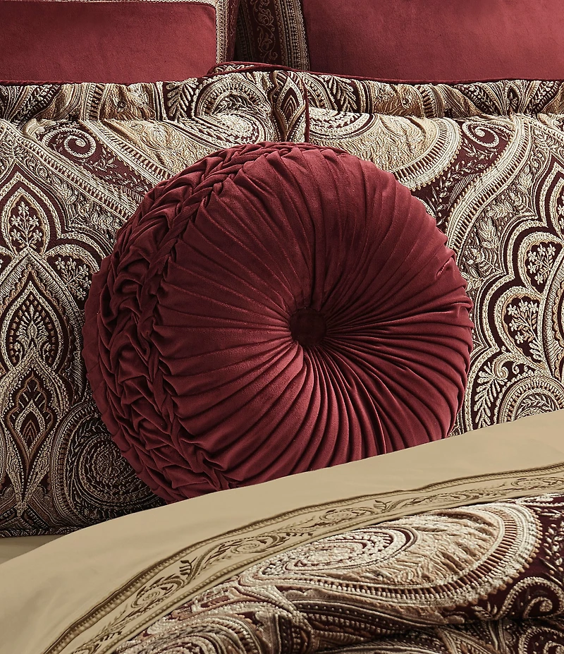 J. Queen New York Calistoga Button-Tufted Braided Detail Tufted Round Pillow