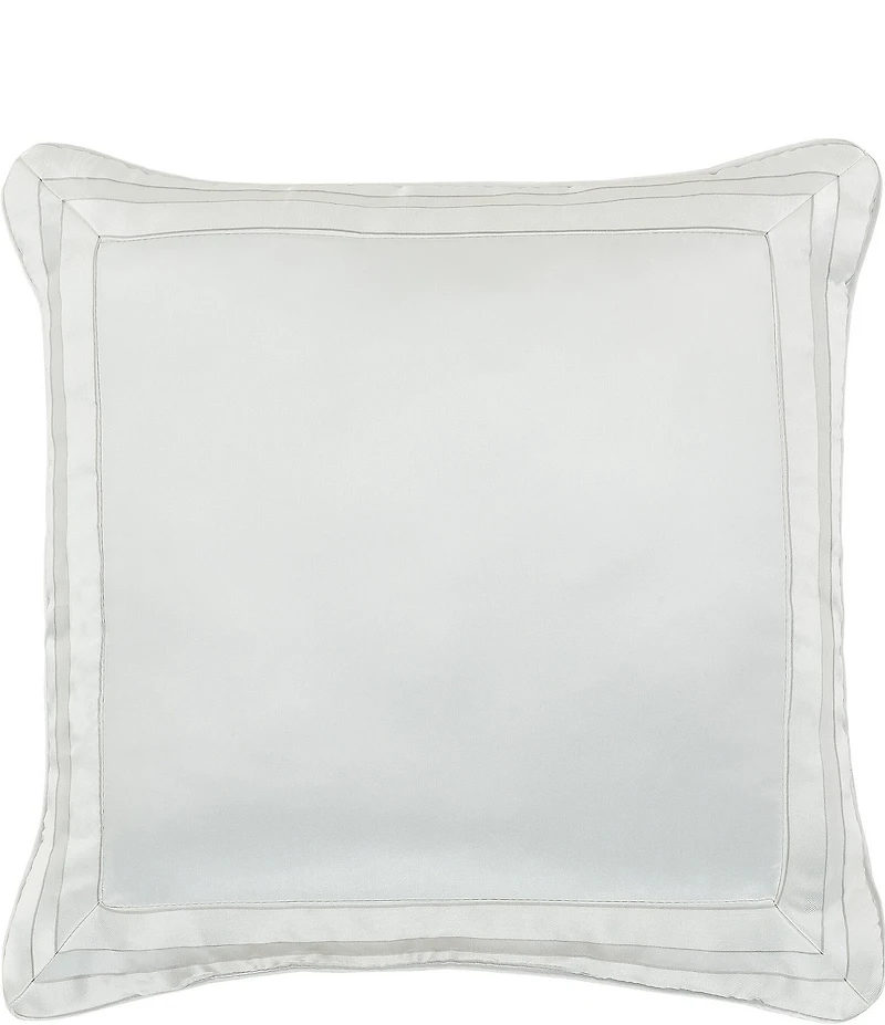 J. Queen New York Calvari Geometric Polished Platinum Striped Border Square Pillow
