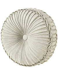 J. Queen New York Celine Button-Tufted Pleated Round Pillow