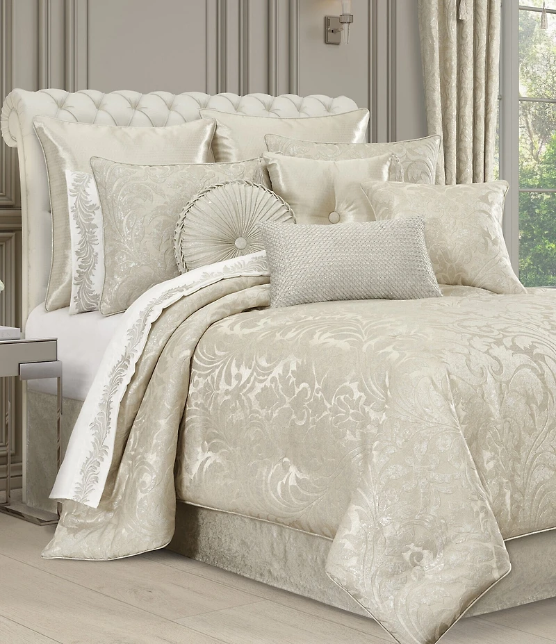 J. Queen New York Celine Button-Tufted Pleated Round Pillow