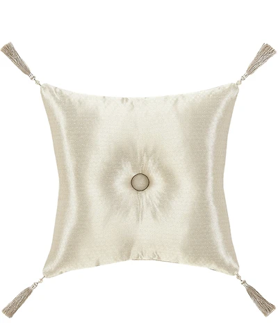 J. Queen New York Celine Button-Tufted Tasseled Reversible 18#double; Square Decorative Pillow