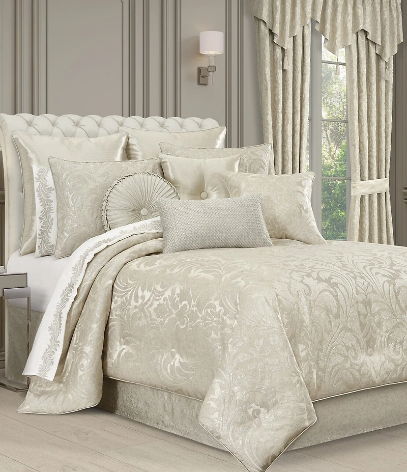 J. Queen New York Celine Woven Damask Decorative Reversible Square Pillow