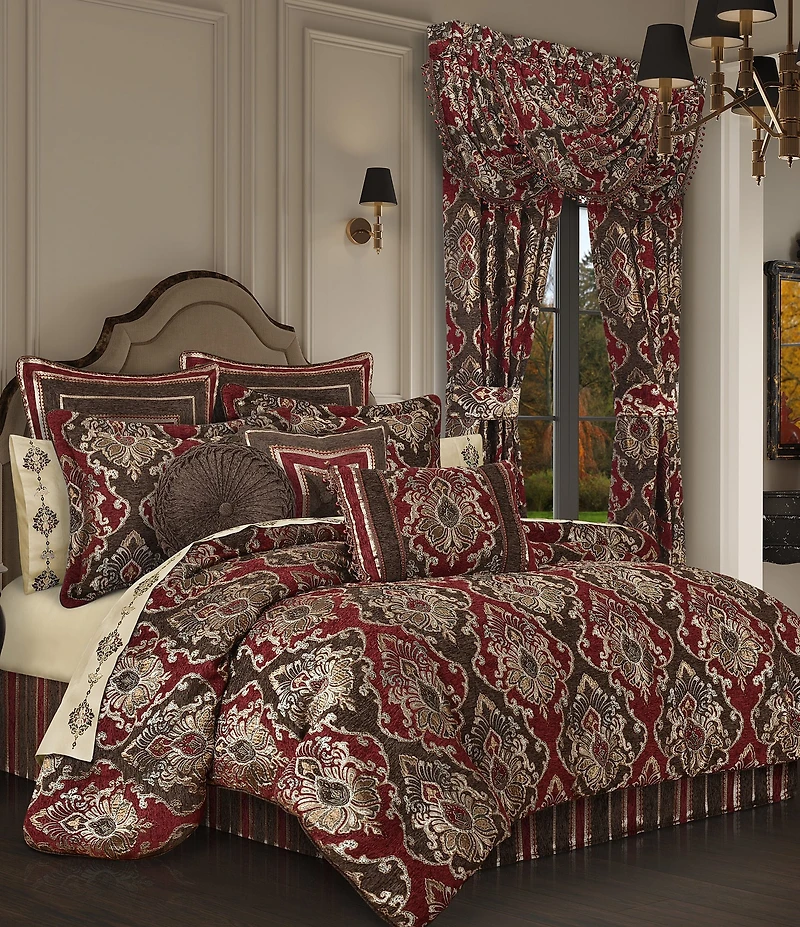 J. Queen New York Cerino Woven Chenille Damask Tasseled Reversible Boudoir Pillow