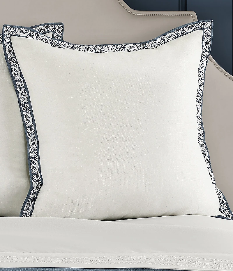J. Queen New York Chantalee Bordered With Embroidery Flanged Reversible Euro Sham
