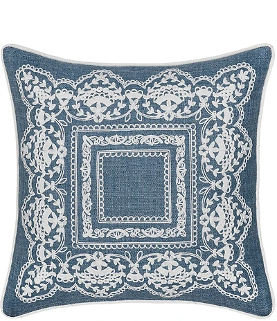J. Queen New York Chantalee Crewel Embroidery Frame Design Square Decorative Pillow