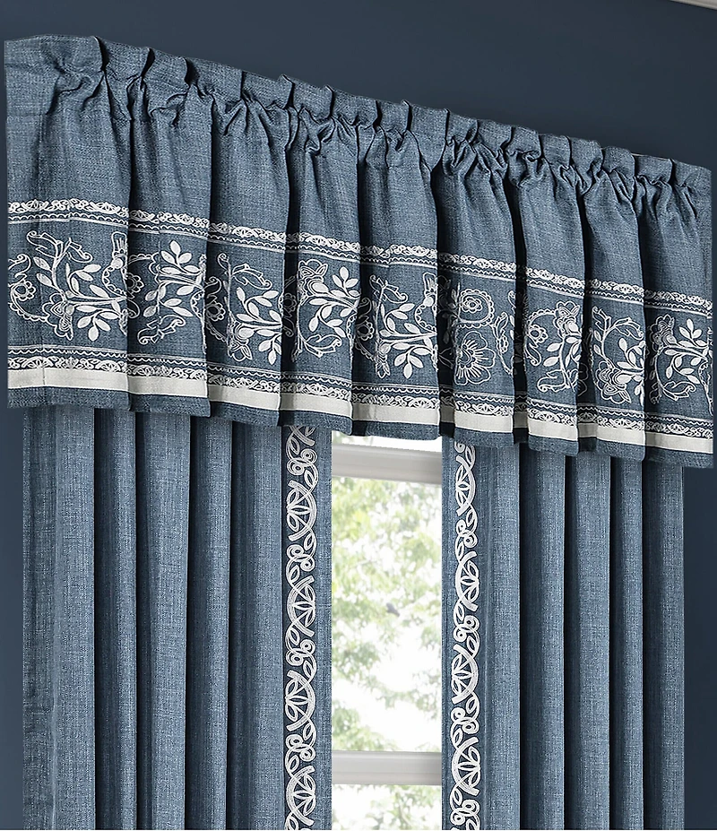 J. Queen New York Chantalee Crewel Floral Embroidery Window Treatment