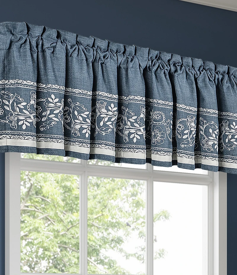 J. Queen New York Chantalee Crewel Floral Embroidery Window Treatment