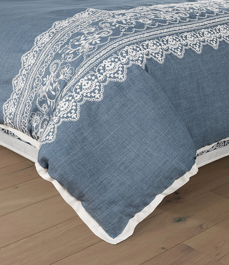 J. Queen New York Chantalee Scroll Floral Design Embroidered Comforter Set