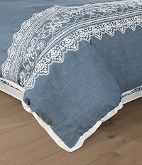 J. Queen New York Chantalee Scroll Floral Design Embroidered Comforter Set