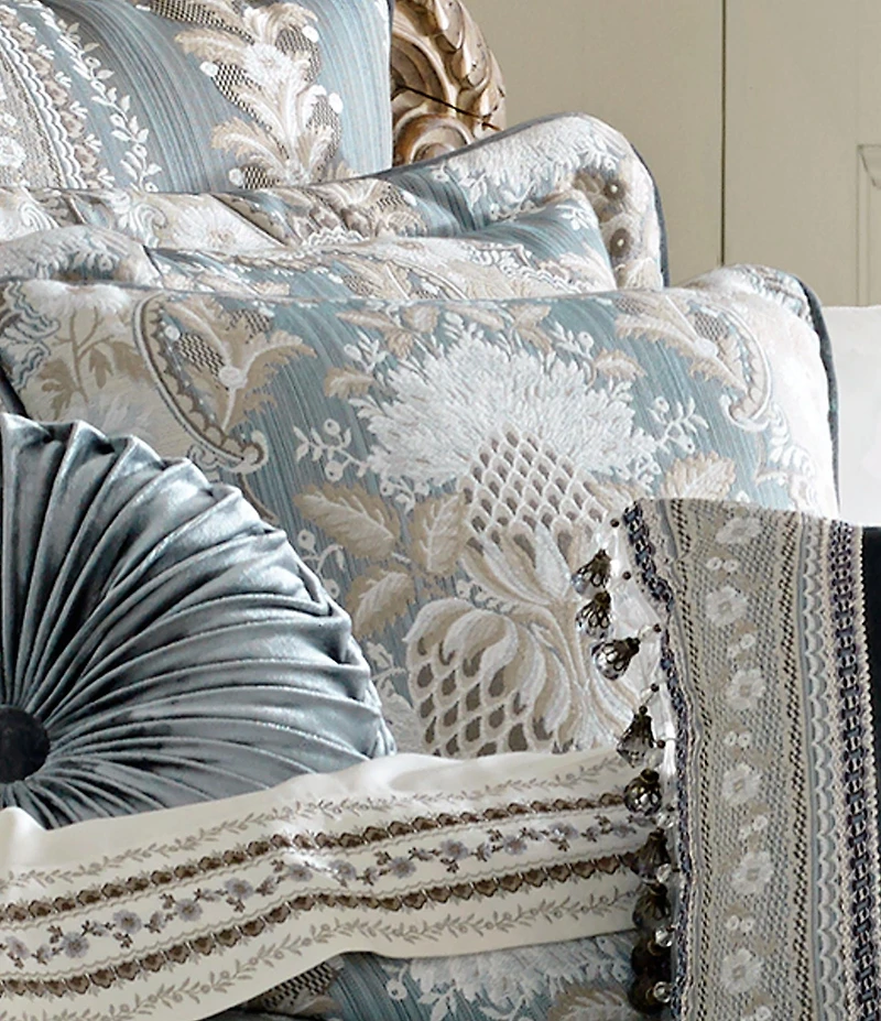 J. Queen New York Crystal Palace Floral Jacquard & Velvet Square Pillow