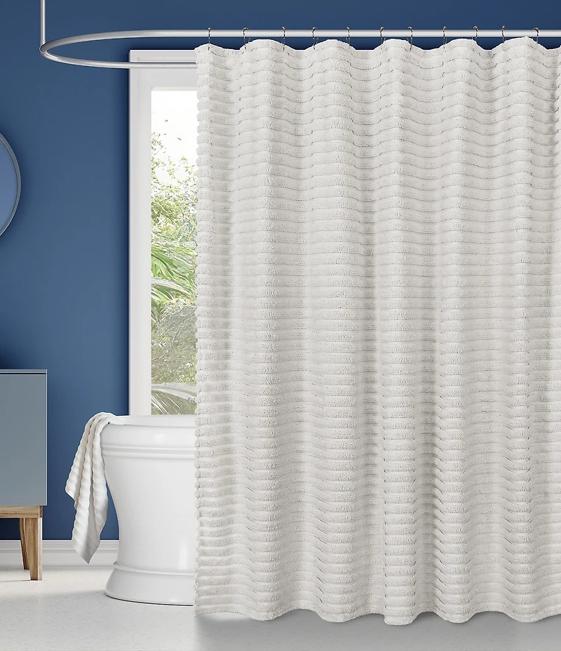 J. Queen New York Darby Tufted Striped Pattern Shower Curtain